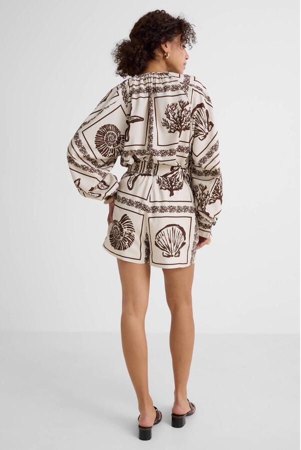 Ruby short met ceintuur en linnen schelpenprint - Foto 4