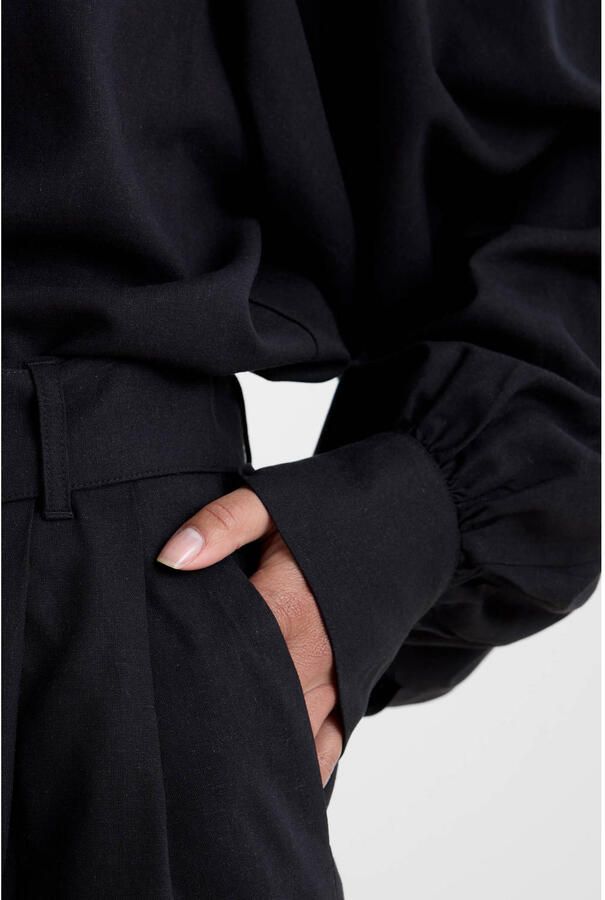 Ruby short met ceintuur en linnen zwart - Foto 3