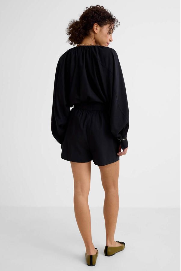 Ruby short met ceintuur en linnen zwart - Foto 4
