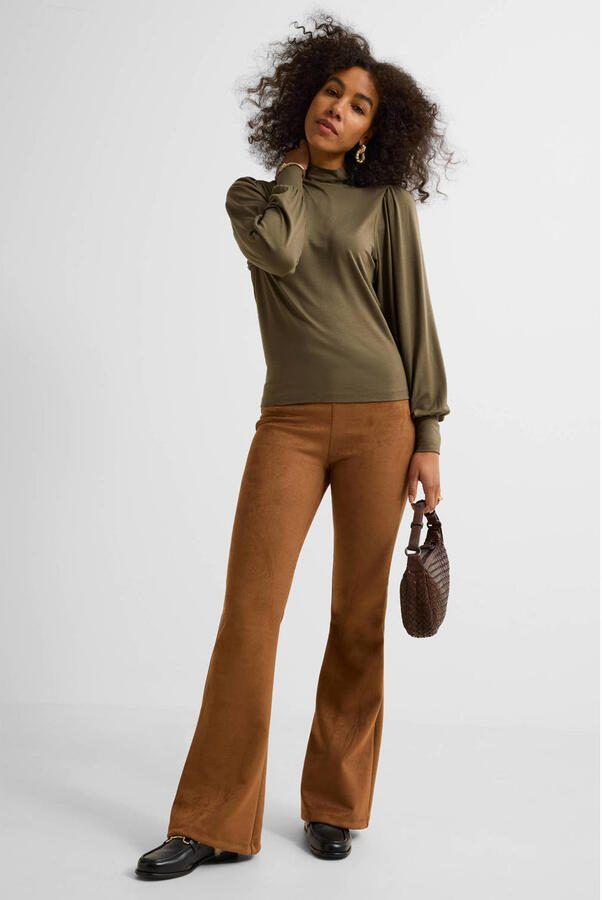 Ruby suedine flare broek bruin - Foto 3