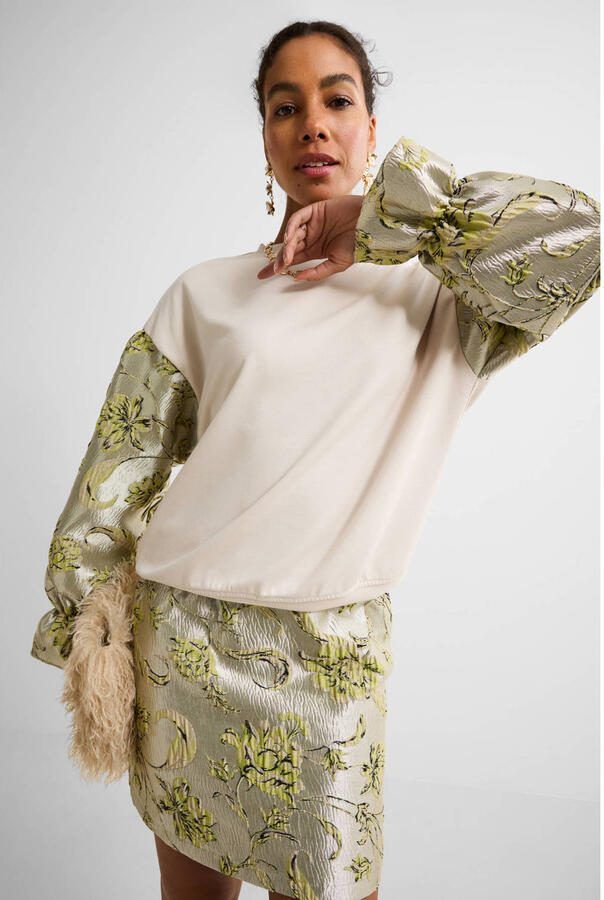 Ruby sweater met jacquard details beige