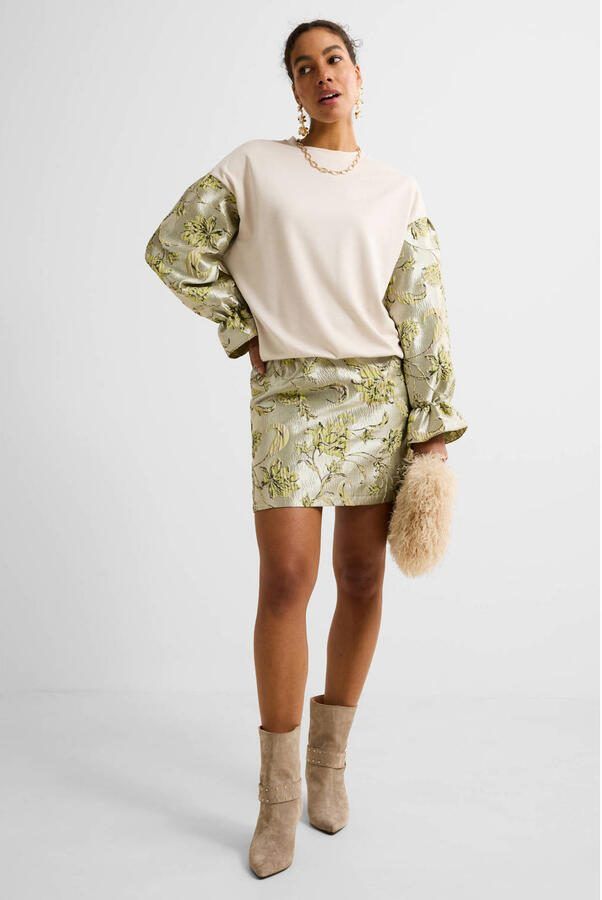 Ruby sweater met jacquard details beige - Foto 3