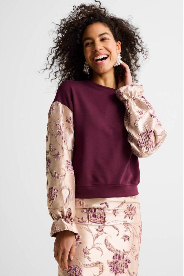 Ruby sweater met jacquard details bordeauxrood - Foto 3