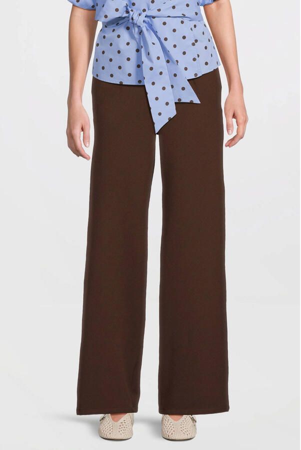 Ruby tailored wide leg broek donkerbruin
