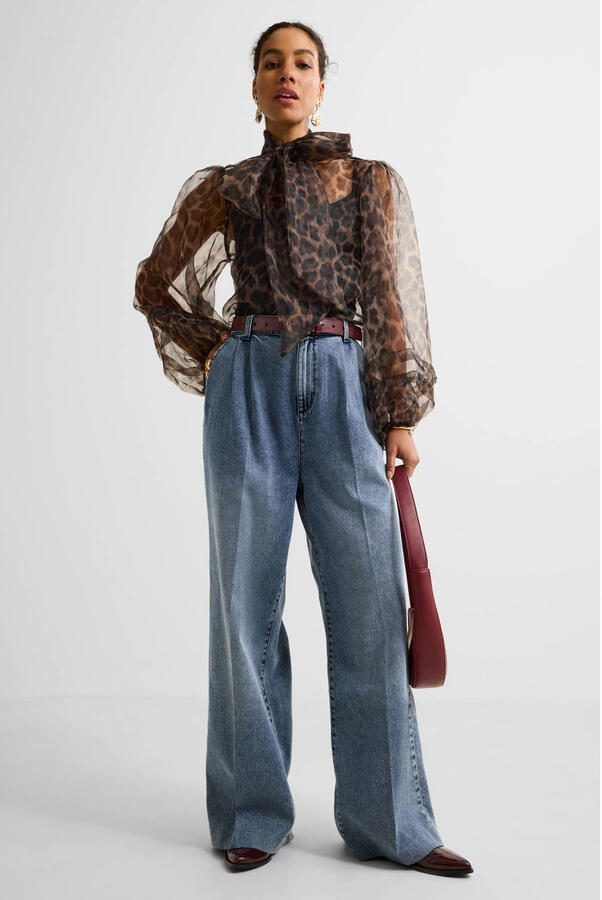 Ruby tailored wide leg jeans blauw