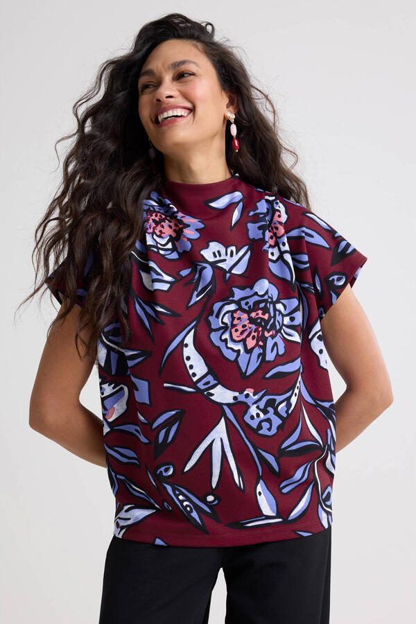 Ruby top met plooien detail bloemenprint