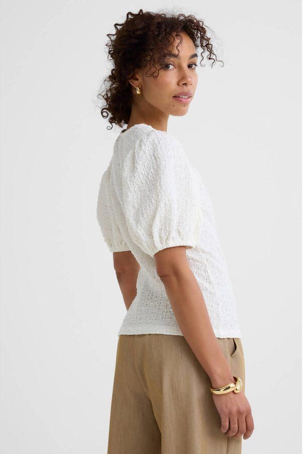 Ruby top met textuur off-white - Foto 3