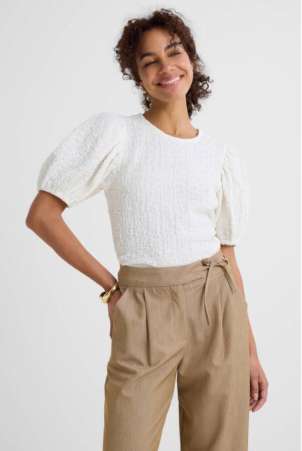 Ruby top met textuur off-white