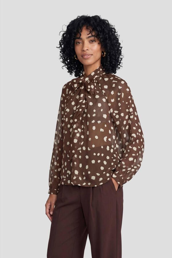 Ruby tranparante blouse met polkadotprint bruin