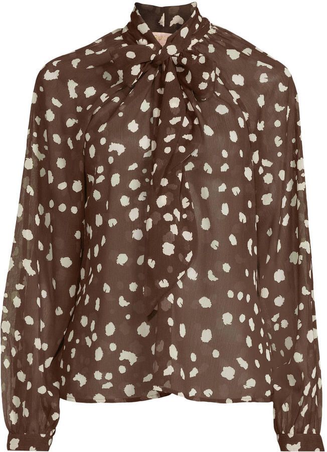 Ruby tranparante blouse met polkadotprint bruin - Foto 2
