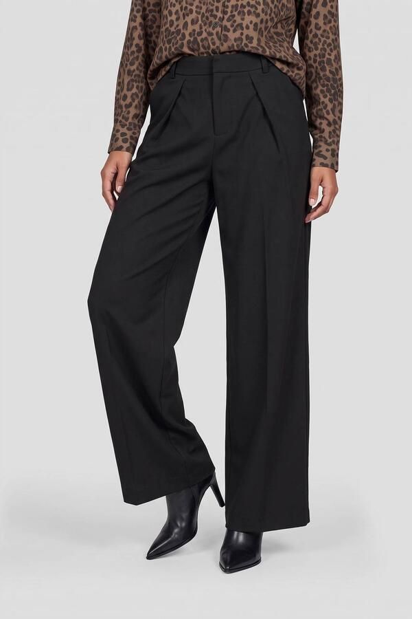 Ruby wide leg broek met plooidetail zwart