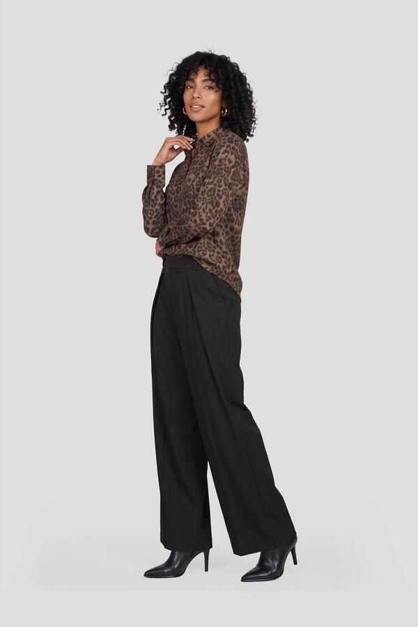 Ruby wide leg broek met plooidetail zwart - Foto 3