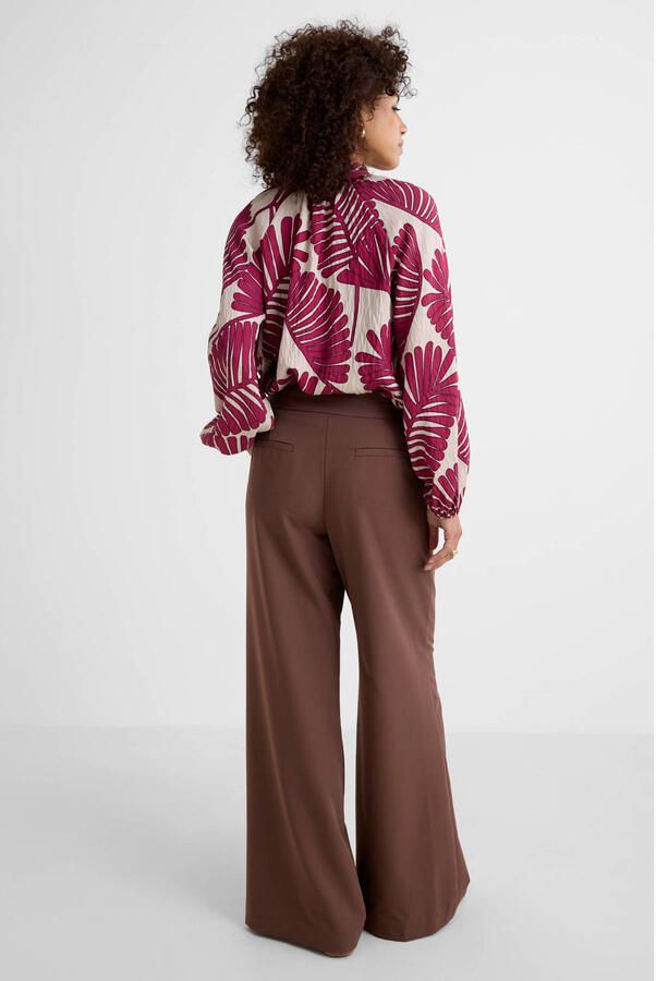 Ruby wide leg broek met striksluiting bruin - Foto 3