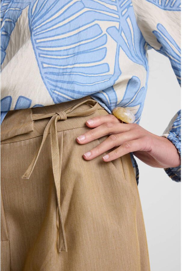Ruby wide leg broek met striksluting beige - Foto 2