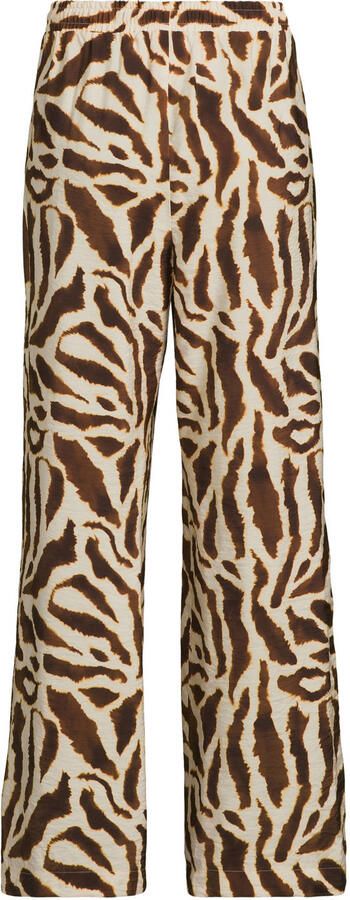 Ruby wide leg broek met zebraprint beige bruin - Foto 2