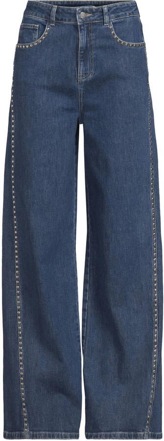 Ruby wide leg jeans met studs mid blue - Foto 2