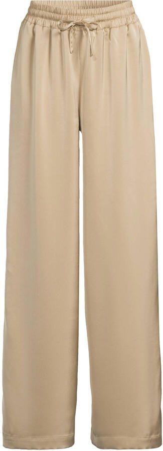 Ruby wide leg satijnen broek beige - Foto 3
