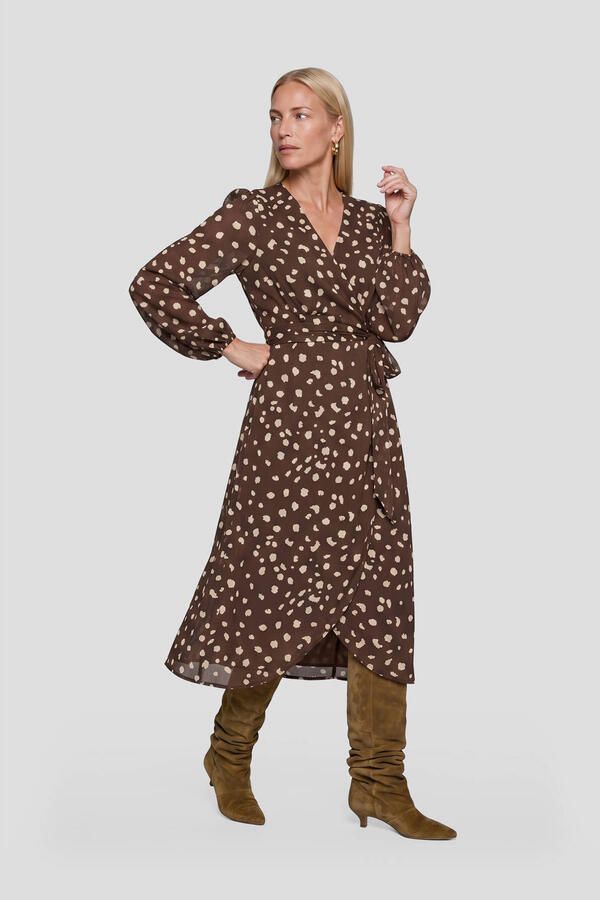 Ruby wikkeljurk met polkadotprint bruin
