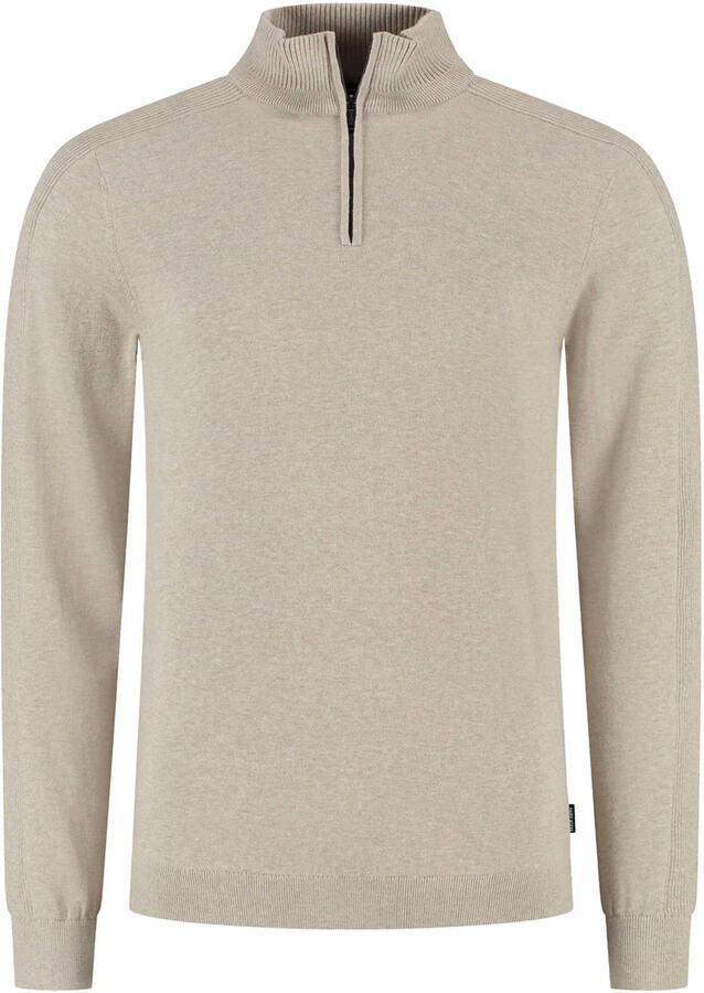 Saint Steve katoenen regular fit gebreide trui sand