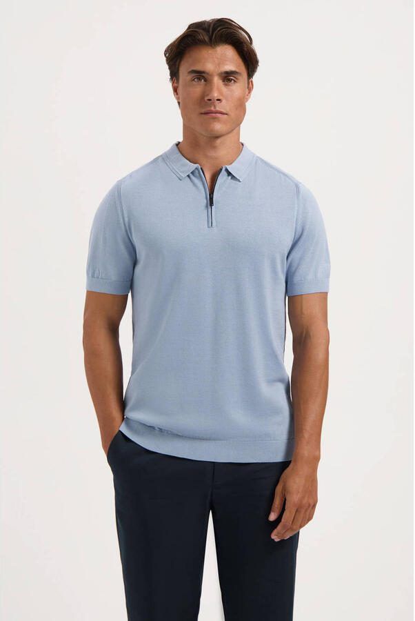 Saint Steve polo fijn gebreid blauw