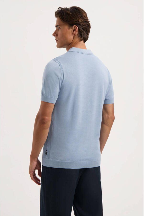 Saint Steve polo fijn gebreid blauw - Foto 3