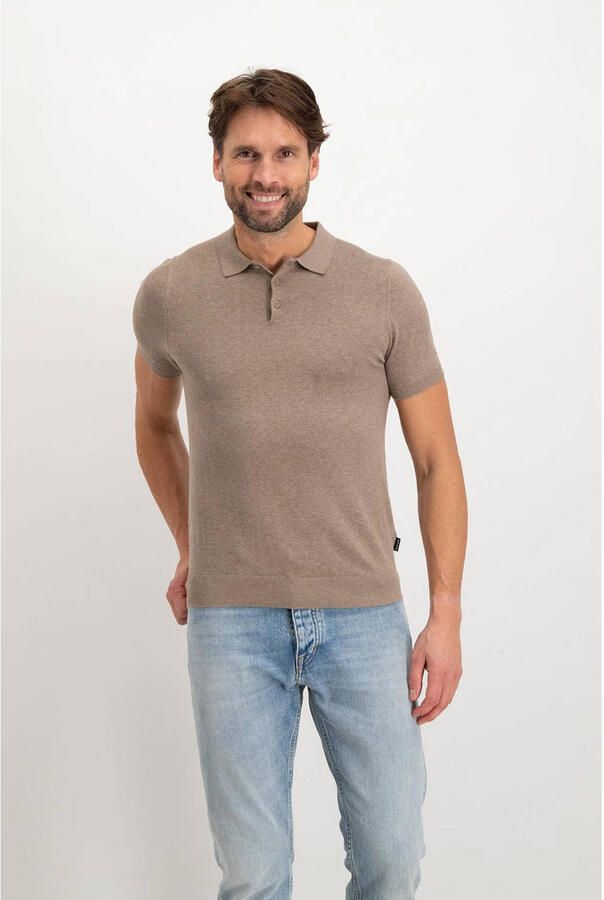 Saint Steve regular polo gebreid CHRIS lichtbruin