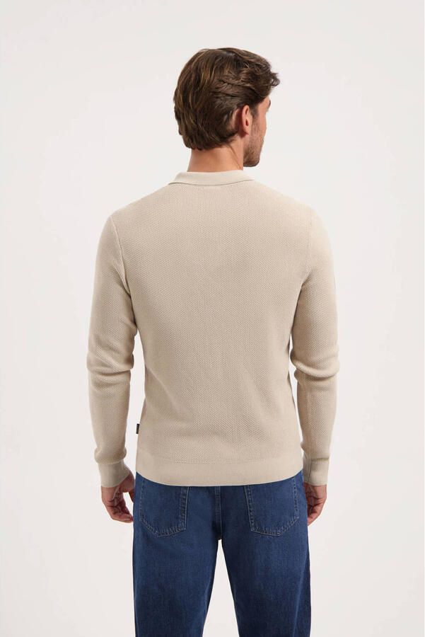 Saint Steve regular polo met ingebreid patroon GUNTHER beige - Foto 6