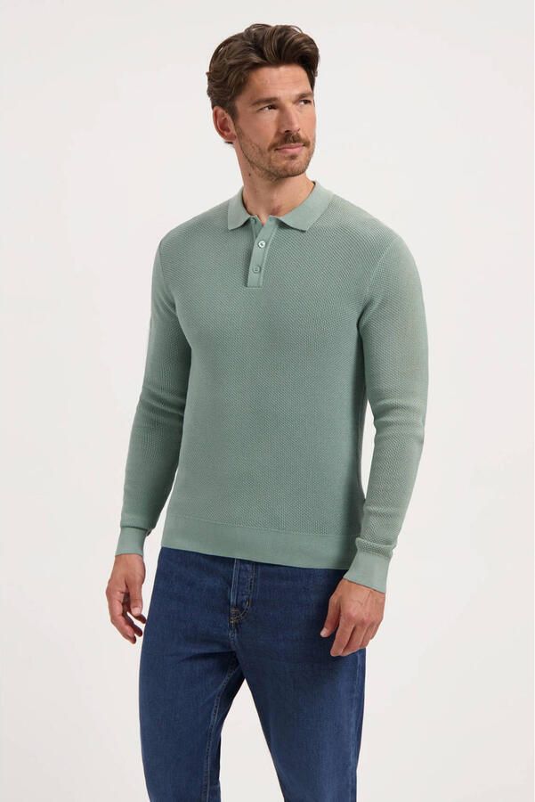 Saint Steve regular polo met ingebreid patroon GUNTHER groen