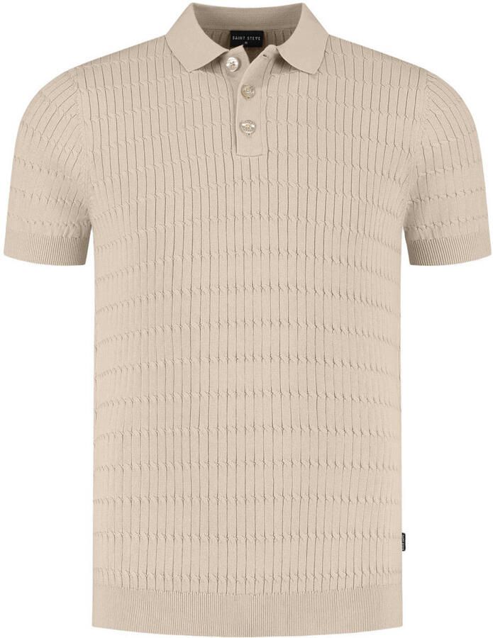 Saint Steve regular polo OLIVER-S fijn gebreid beige