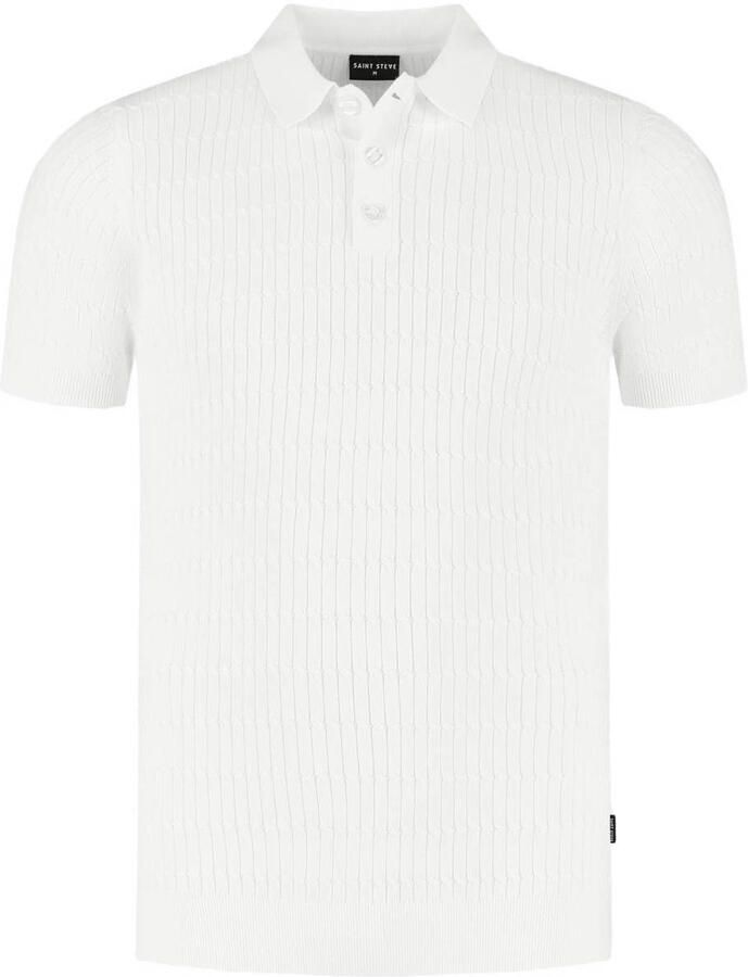 Saint Steve regular polo OLIVER-S fijn gebreid wit