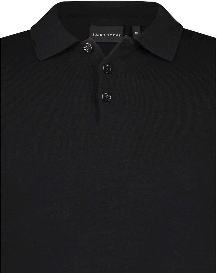 Saint Steve slim polo fijn gebreid zwart - Foto 2