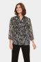 Saint Tropez blouse Lilja met all over print en ruches zwart grijs - Thumbnail 1