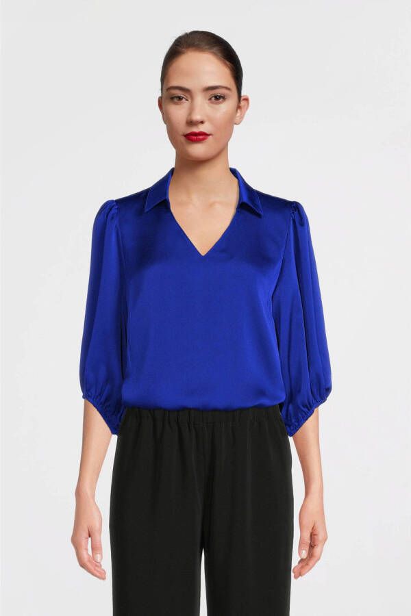 Saint Tropez geweven top Kaja van gerecycled polyester blauw