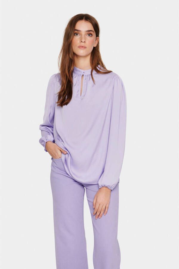 Saint Tropez geweven top Laireen met open detail lila