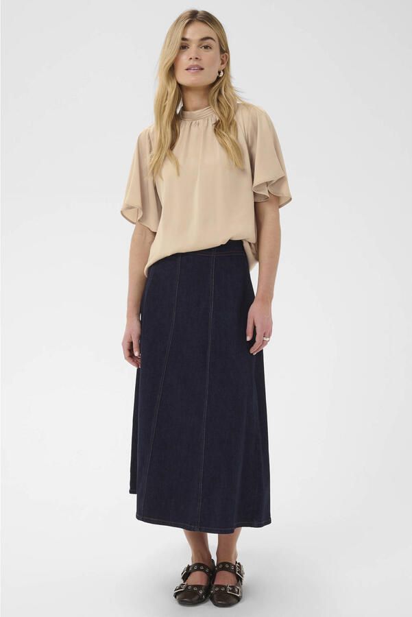 Saint Tropez blousetop met plooien zand - Foto 2