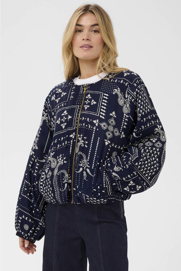 Saint Tropez bomberjas met paisley donkerblauw wit