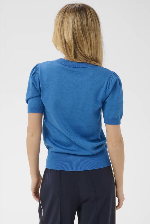 Saint Tropez gebreide top met plooien blauw - Foto 3