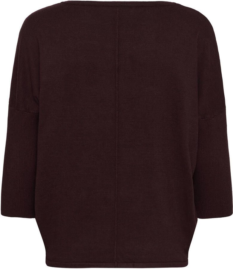 Saint Tropez Zwarte R-Neck Pullover Trui met ¾ Mouwen Black Dames
