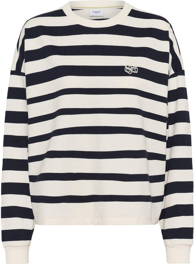 Saint Tropez gestreepte sweater donkerblauw