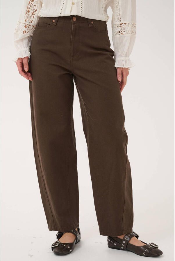 Saint Tropez high waist barrel jeans bruin