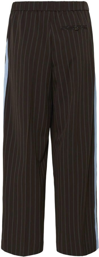 Saint Tropez high waist casual broek met krijtstreep donkerbruin - Foto 2