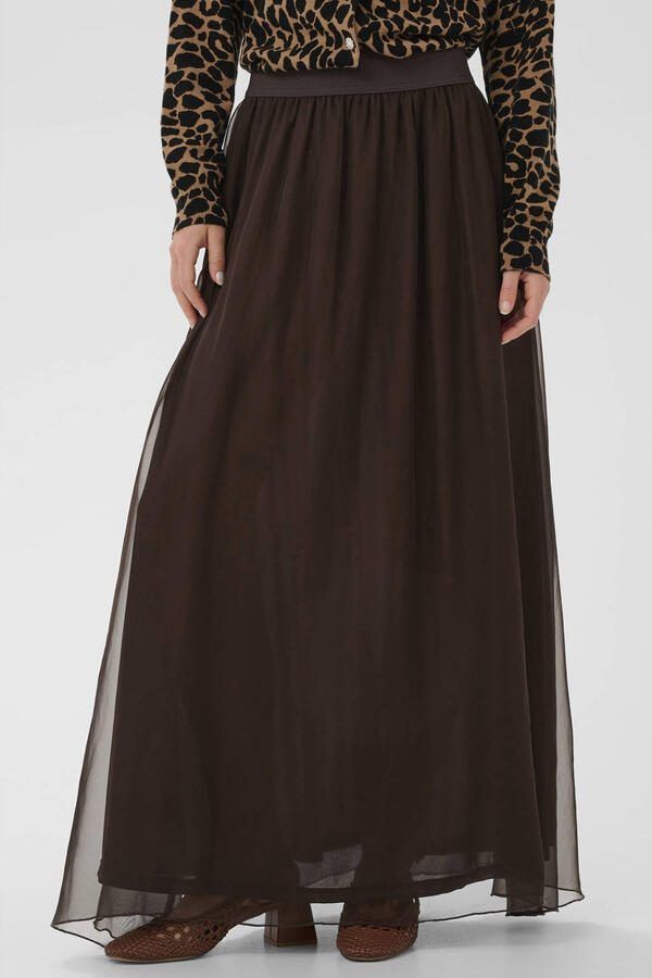 Saint Tropez maxi rok donkerbruin