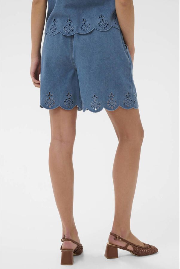 Saint Tropez regular high waist short broderie medium blue denim - Foto 2