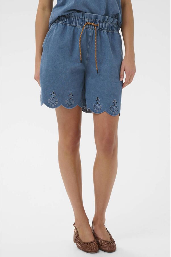 Saint Tropez regular high waist short broderie medium blue denim - Foto 3