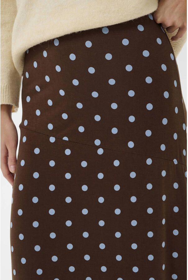 Saint Tropez viscose midi rok met stippen bruin - Foto 2