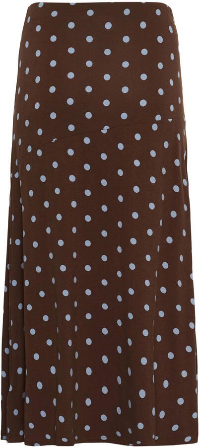 Saint Tropez viscose midi rok met stippen bruin - Foto 3