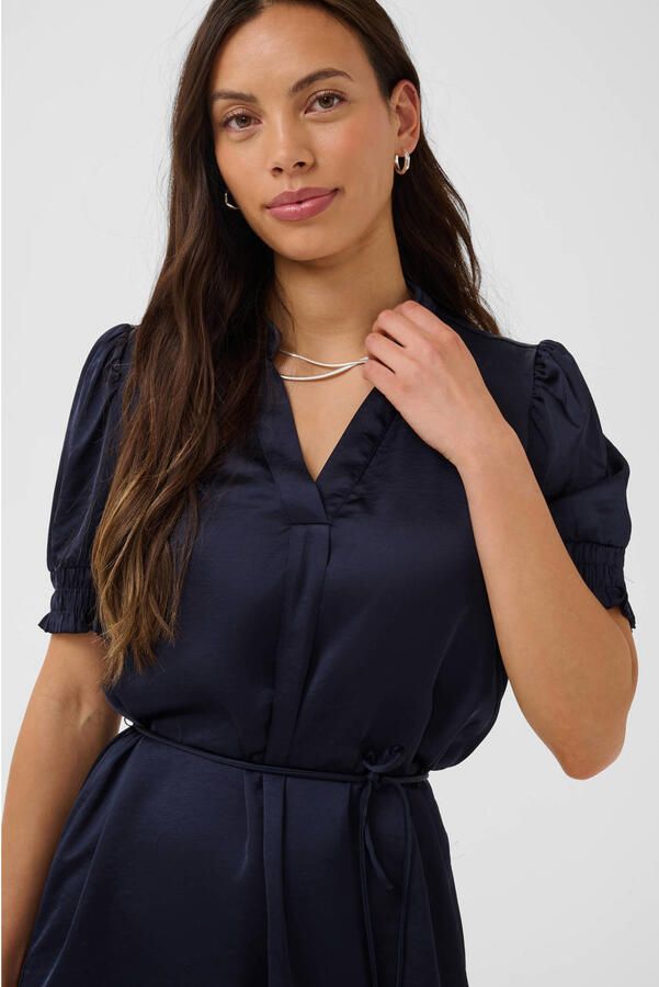 Saint Tropez viscose mini jurk met ceintuur marineblauw