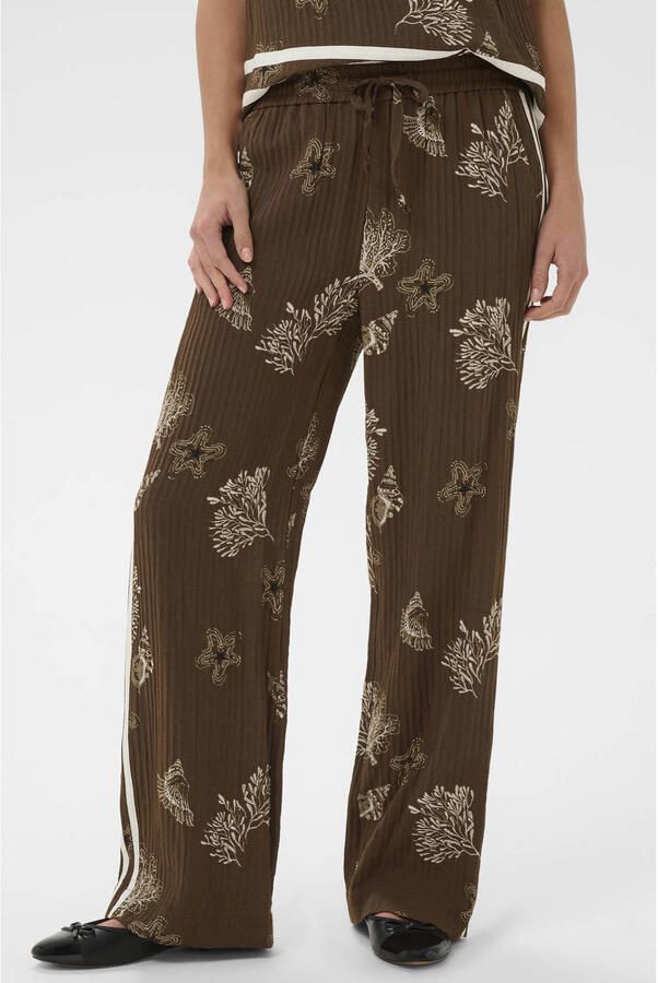 Saint Tropez wide leg regular waist broek bruin