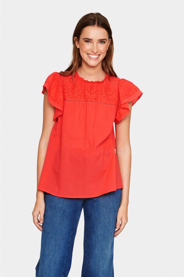 Saint Tropez top Tilly met ruches rood