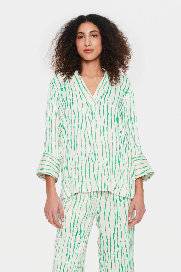 Saint Tropez top Ulla met all over print wit groen